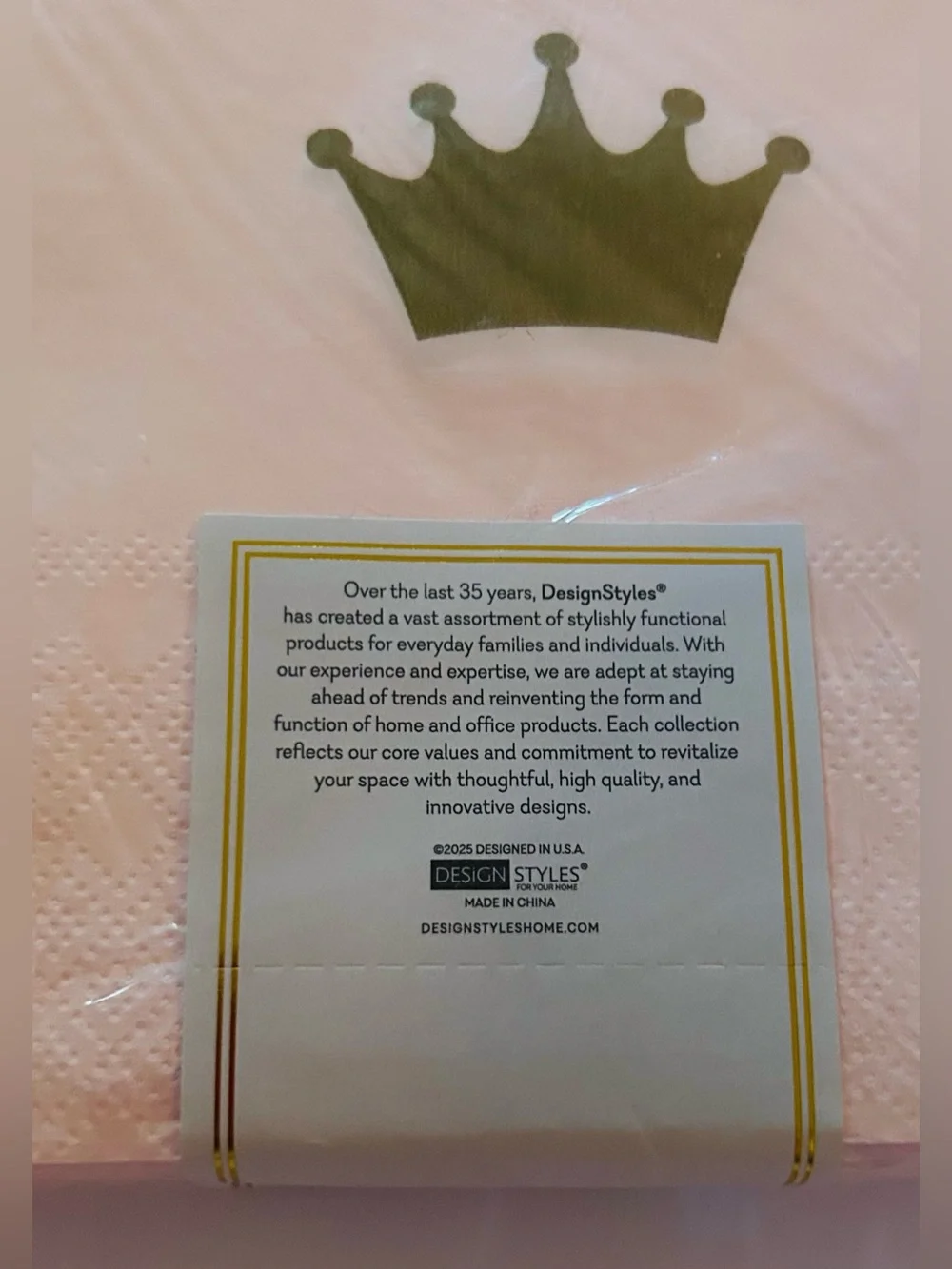 New 64 Gold Crown Pink Napkins 6 1/2” House of Black Magic 3 Ply
